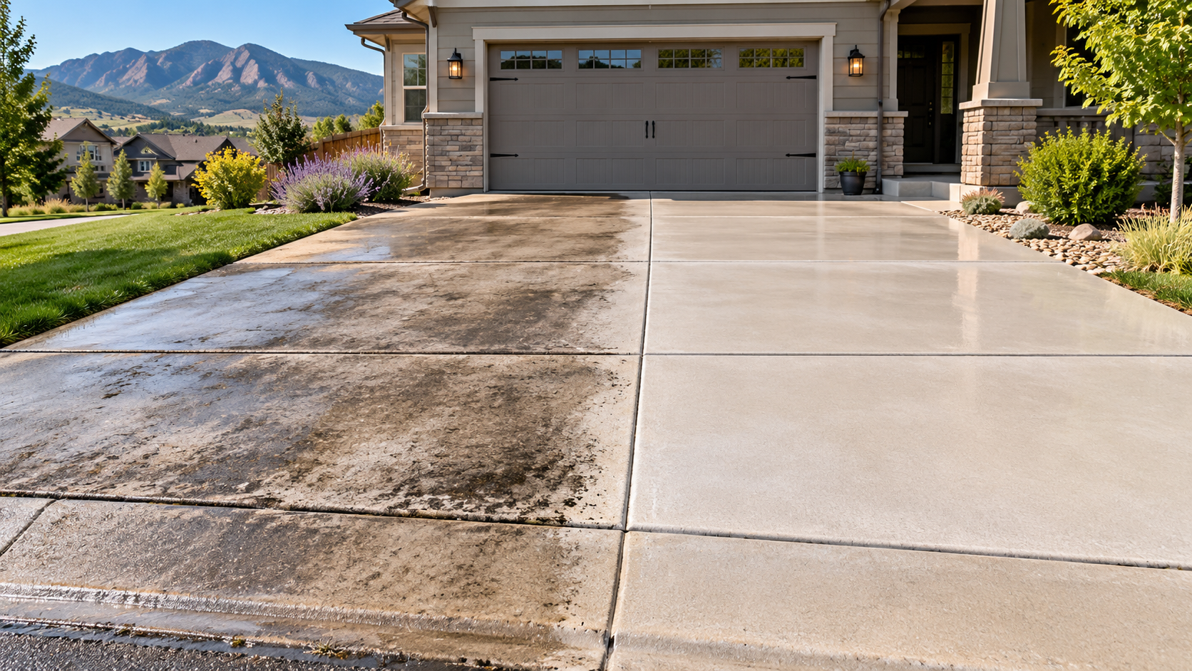 Driveway and sidewalk cleaning in Colorado by Colorado Concrete Revival
