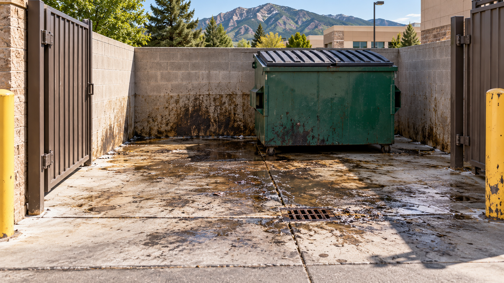 Dumpster pad cleaning in Colorado by Colorado Concrete Revival