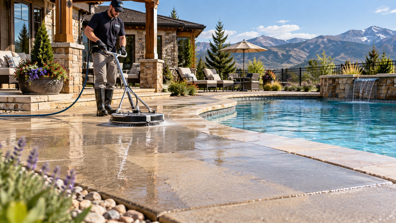 Patio and pool deck cleaning in Colorado by Colorado Concrete Revival