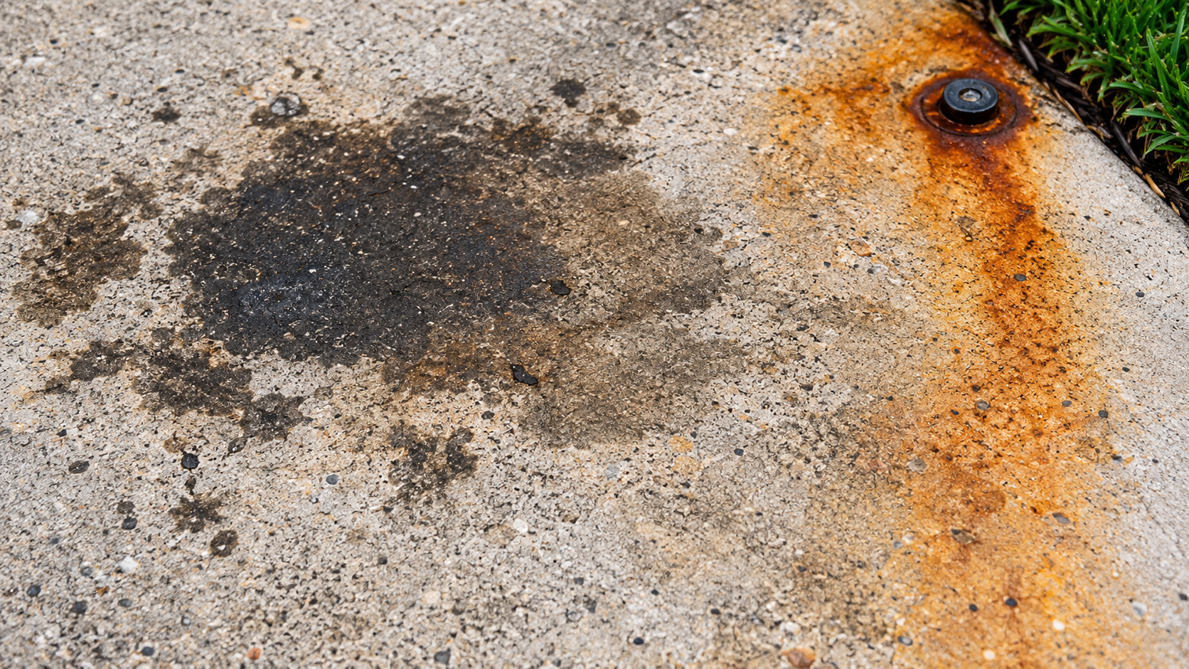 Oil and rust stain removal from concrete in Colorado by Colorado Concrete Revival
